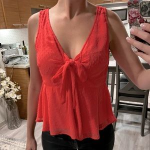 NEW Abercrombie & Fitch coral Swiss dot cute top size medium